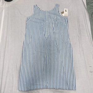 Blue striped full length dress